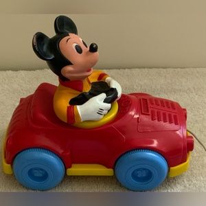 Vintage 1973 Mickey Mouse pull toy car by Kohner Bros. made in USA